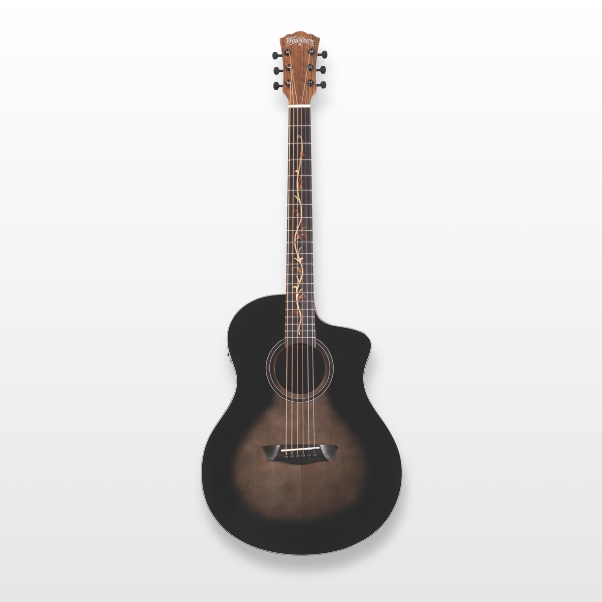 جيتار Washburn Bella Tono Suprema الصوتي الكهربائي، لون Charcoal Burst