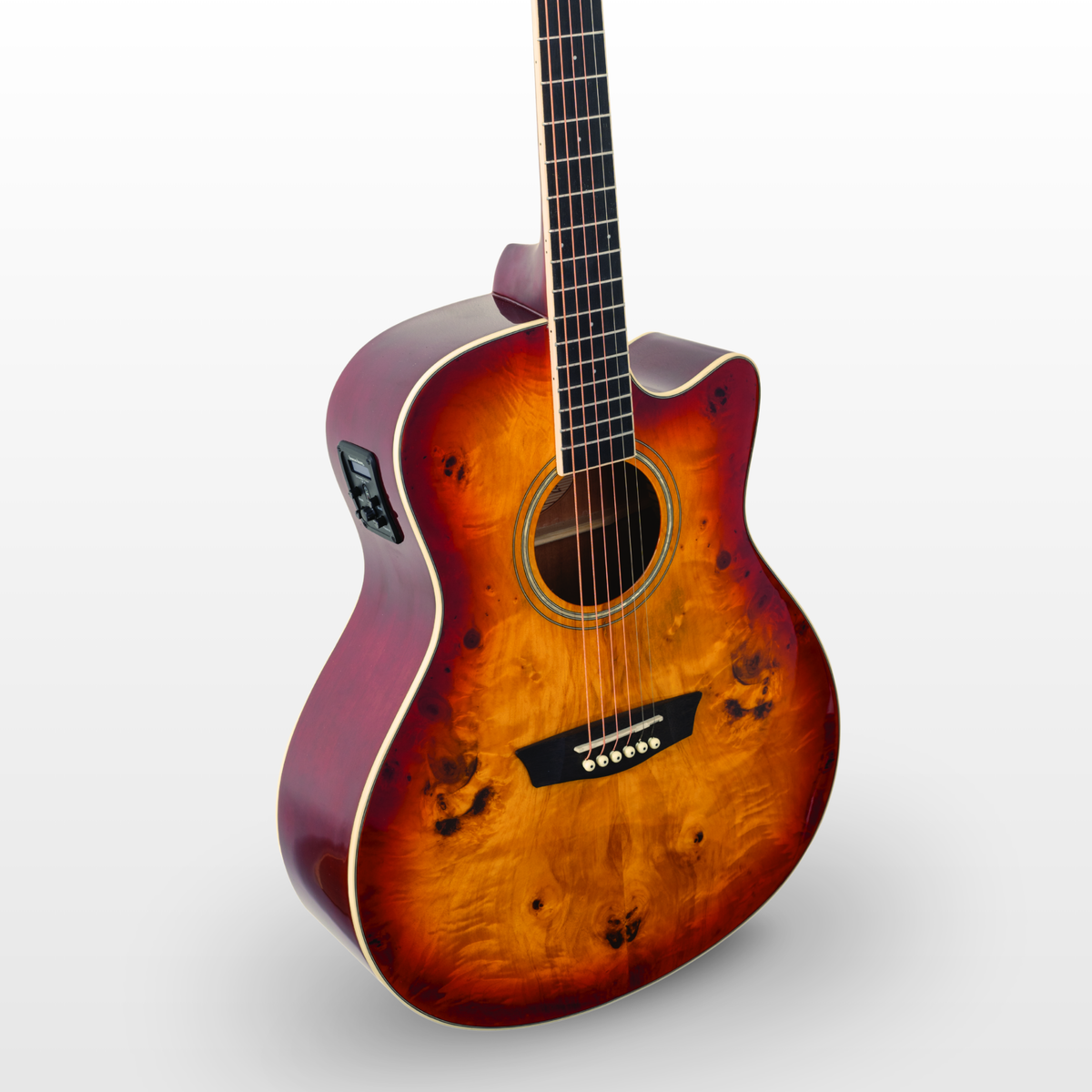Washburn Deep Forest Burl Ace Electro-Acoustic Guitar, Amber Fade