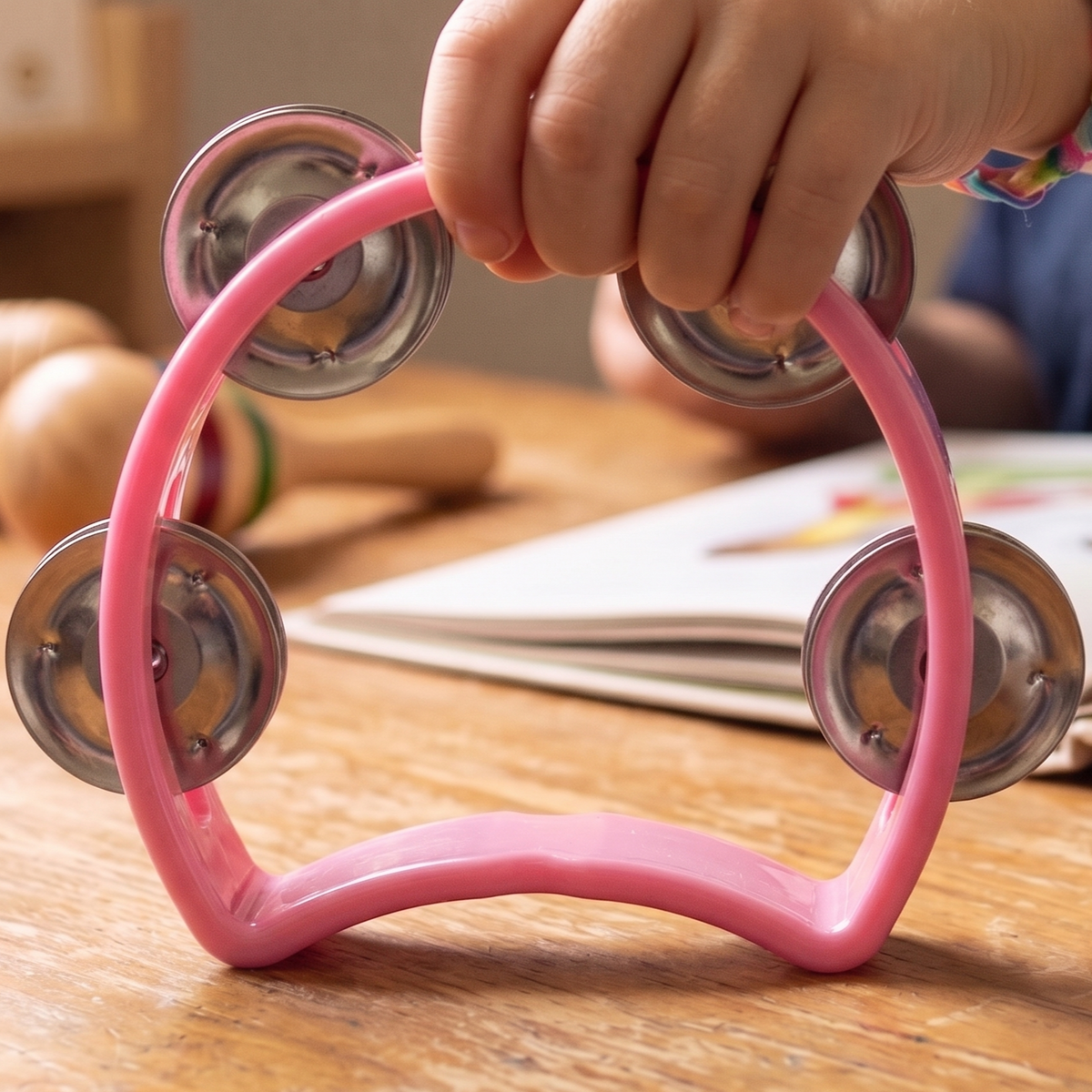 Stagg Mini Tambourine (4-Jingles), Pink