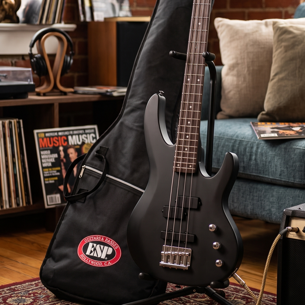 ESP LTD B-10 جيتار بيس كهربائي، أسود مطفأ