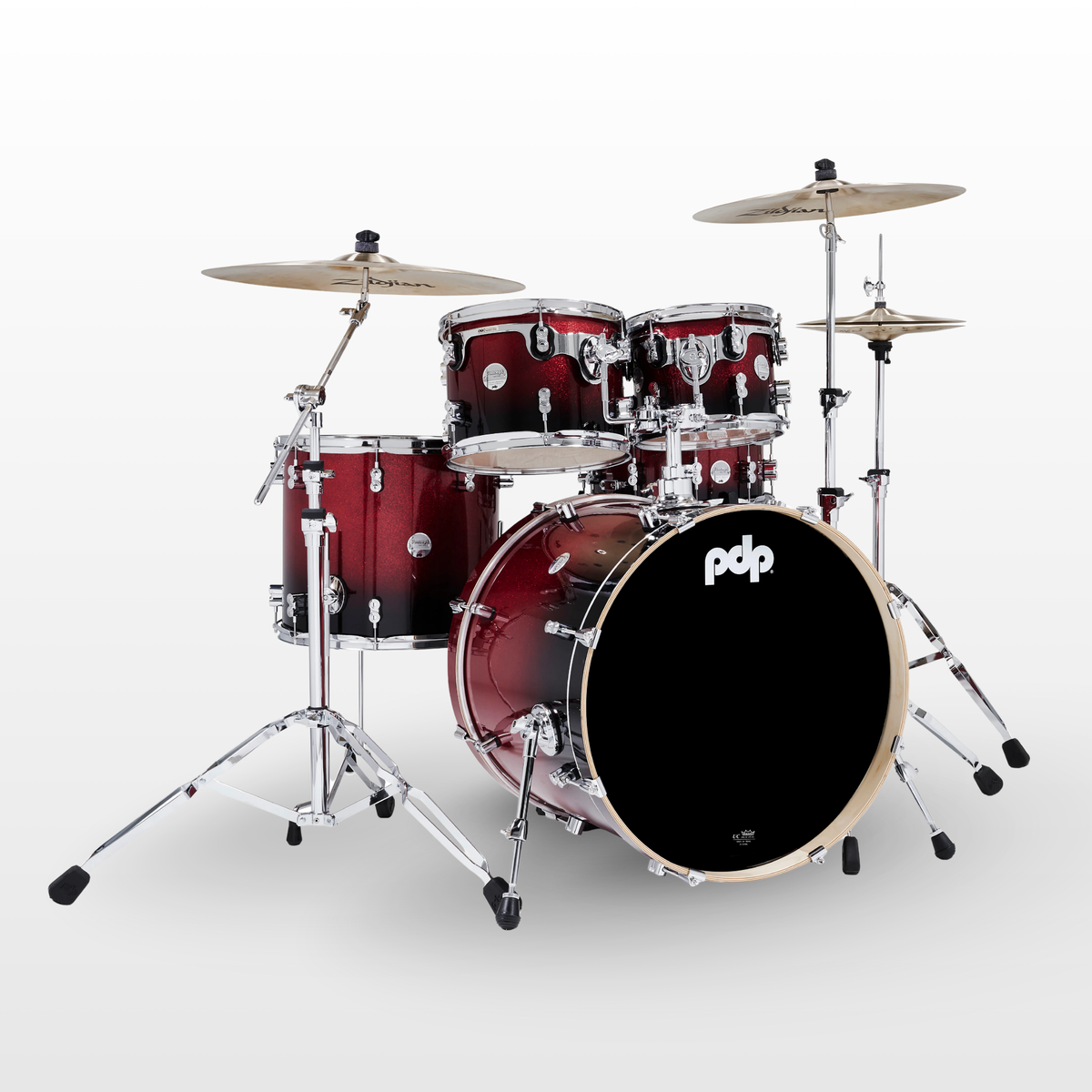 مجموعة صدفية PDP Concept Maple خماسية القطع بطلاء متدرج من الأحمر إلى الأسود