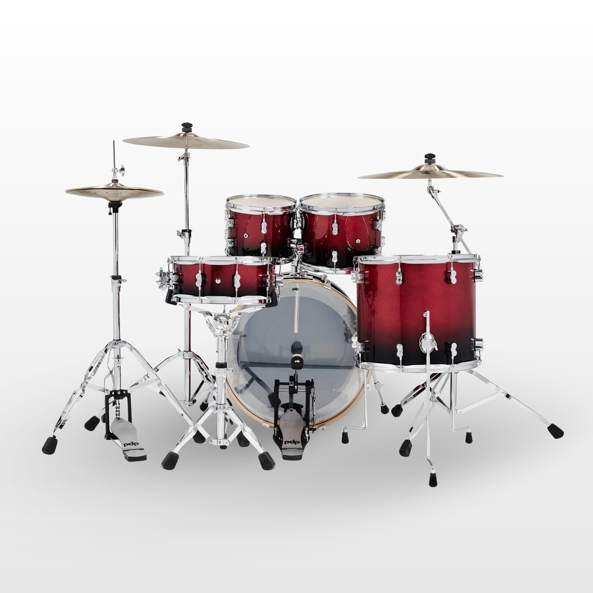 مجموعة صدفية PDP Concept Maple خماسية القطع بطلاء متدرج من الأحمر إلى الأسود