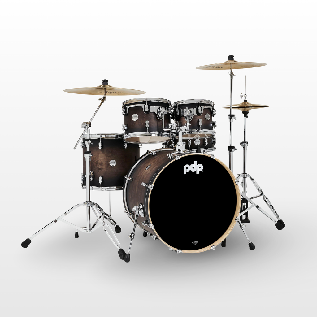 PDP Concept Maple 5pc Shell Pac, Satin Charcoal Burst Lacquer