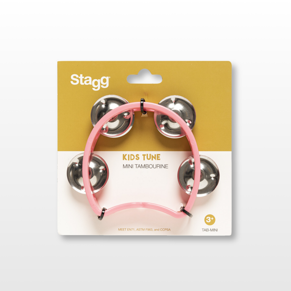 Stagg Mini Tambourine (4-Jingles), Pink